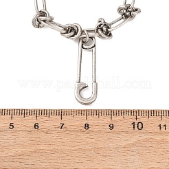 ユニセックスヴィンテージ304ステンレススチール安全ピンペンダントネックレス  アンティークシルバー  19.69インチ（50cm）&nbsp;NJEW-C115-09AS
