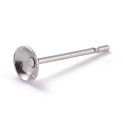 変色しない304ステンレススチールスタッドピアスセッティング  コーン  ステンレス鋼色  4x0.3mm  直径：3mm内径：3mm  ピン：0.7mm&nbsp;STAS-J031-09
