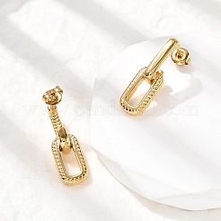 304 Stainless Steel Oval Dangle Stud Earrings&nbsp;EJEW-K268-41G