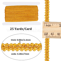 メタリックヤーンリボン1枚  ジャカードリボン  ムカデレースリボン  服飾材料  ゴールデンロッド  1/4インチ（7mm）  25ヤード/カード&nbsp;OCOR-GF0003-08A