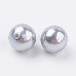 シェルパール片穴ビーズ  ラウンド  ライトグレー  10mm  穴：1mm&nbsp;X-BSHE-G016-10mm-04