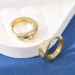 サンブラスマイクロパヴェクリアキュービックジルコニアフープピアス  18KGP本金メッキ  12.5x14x5mm&nbsp;EJEW-D348-19G
