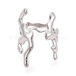 女性用304ステンレススチールカフオープンリング  サンゴ  ステンレス鋼色  usサイズ8 1/2(18.5mm)&nbsp;RJEW-N052-21P