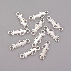チベットスタイルのリンクコネクター  魚の骨  銀色のメッキ  鉛フリーとニッケルフリー及びカドミウムフリー  19x6.5x1.5mm  穴：2mm&nbsp;X-K08F4022
