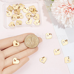 304ステンレススチールペンダント24個  ハートとハート  18KGP本金メッキ  12x12.5x1mm  穴：3mm&nbsp;STAS-BBC0009-45