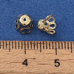 真鍮製ビーズキャップ  鉛フリー＆カドミウムフリー  花  24KGP本金メッキ  6.5x4.5mm  穴：0.7mm&nbsp;KK-K383-15B-G
