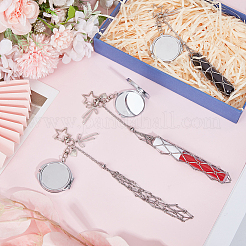 3Pcs 3 Styles Alloy & 201 Stainless Steel Macrame Pouch Pendant Decorations&nbsp;HJEW-SC0003-28