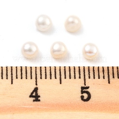 グレード6a 天然養殖淡水真珠ビーズ  片穴  半円形ビーズ  ホワイト  3.5~4x2.5mm  穴：1mm&nbsp;PEAR-N018-6A-3540A