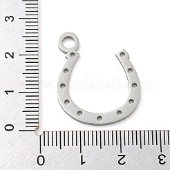 変色しない304ステンレススチールペンダント  レーザー切断  ステンレス鋼色  馬蹄  25x21.5x1mm  穴：3mm&nbsp;STAS-B056-13P-02