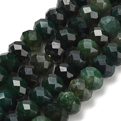 天然石モスアゲートビーズ連売り  ロンデル  多面カット  8~8.5x5~5.5mm  穴：0.9~1mm  約75~76個/連  15.08~ 15.28インチ（38.3~38.8cm）&nbsp;G-C259-A03-5x8mm