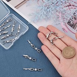 真鍮延長チェーン12個  キュービックジルコニア付き  ネックレス＆ブレスレットエクステンダーアクセサリー  プラチナ  35x6mm&nbsp;ZIRC-SC0001-22