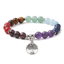 3Pcs 3 Styles Chakra Gemstone Beaded Stretch Bracelets&nbsp;BJEW-JB10204