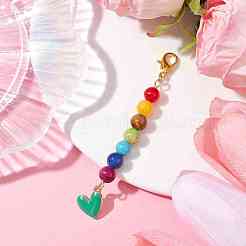 Alloy Enamel Heart Pendant Decorations&nbsp;HJEW-JM01507-04