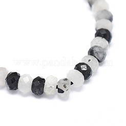 Natural Tourmalinated Quartz/Black Rutilated Quartz Beads Strands&nbsp;G-F632-22E