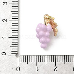 真鍮製エナメルペンダント  フルーツのチャーム  ラックめっき  長持ちメッキ  丸カン付き  ゴールドカラー  ブドウ  18.5x12x9mm&nbsp;X-KK-H523-01G-G