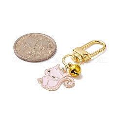 合金エナメルペンダントデコレーション  スイベルスナップクラスプとベル付き  キーホルダー用  財布  バックパック飾り  キツネ  ミックスカラー  55mm  4個/セット。&nbsp;HJEW-JM00995