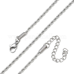 10mm 304ステンレススチール製ロープチェーンネックレス 2個  変色なし  ステンレス鋼色  16.73インチ（42.5cm）&nbsp;NJEW-G203-08P