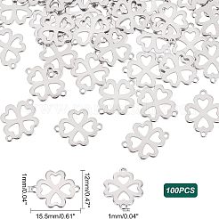 304ステンレススチールリンクコネクター100個  クローバー  ステンレス鋼色  15.5x12x1mm  穴：1mm&nbsp;STAS-UN0033-13