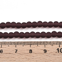 透明ガラスビーズ連売り  ラウンド  艶消し  ココナッツブラウン  4~4.5mm  穴：0.9mm  約105~106個/連  14.96~15.16''（38~38.5センチメートル）&nbsp;GLAA-T032-T4mm-MD19