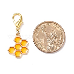 Alloy Enamel Honeycomb Pendant Decorations&nbsp;HJEW-JM00661-01