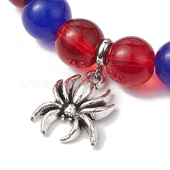 2Pcs 10mm Round Natural White Jade & Red Glass & Blue Cat Eye Beaded Stretch Bracelet Sets for Lover&nbsp;BJEW-JB10325-05