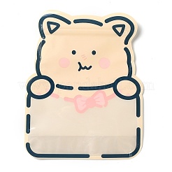 漫画柄のプラスチック製再封可能袋  保存袋  セルフシールバッグ  トップシール  窓付き  ライトカーキ  猫の模様  20.2x16x0.15cm  片側の厚さ：3.9ミル（0.1mm）&nbsp;OPP-B002-C03