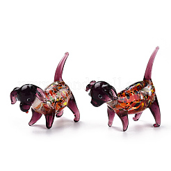 手作りランプワーク家の装飾  ギフト用の3D犬の装飾品.  パープル  59~63x29~32x51~59mm&nbsp;LAMP-T011-75