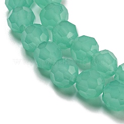模造翡翠ガラスビーズスタンド  ファセット（32ファセット）  ラウンド  グリーン  6mm  穴：1mm  約98個/連  20.47''（52センチメートル）&nbsp;X-EGLA-A035-J6mm-D10