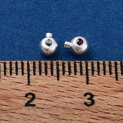 真鍮製つぶし玉カシメ玉  ロンデル  925銀メッキ  4x3mm  穴：0.9mm&nbsp;KK-G479-07S