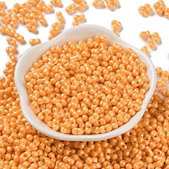 ガラスシードビーズ  不透明色の光沢  ピーナッツ  オレンジ  5~6x2.5~3x3~3.5mm  穴：1~1.2mm  約5000個/ポンド&nbsp;SEED-L011-04A-06