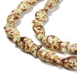 合成ターコイズビーズ連売り  魚  染め  スプレー塗装  淡黄色  24x11.5~12x7mm  穴：1.2mm  約17個/連  15.16''（38.5センチメートル）&nbsp;TURQ-F019-01E