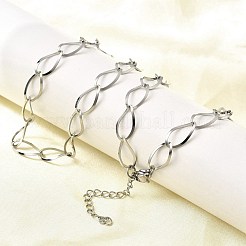 304ステンレススチール製ティアドロップリンクチェーンネックレス（女性・男性用）  ステンレス鋼色  17.44インチ（44.3cm）&nbsp;NJEW-A058-02P