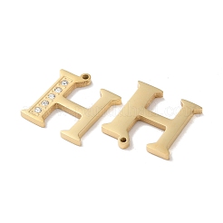 本物の14Kゴールドメッキ304ステンレススチールペンダント  ラインストーン付き  文字h  18x16.5x2mm  穴：1.2mm&nbsp;STAS-L022-157G-H