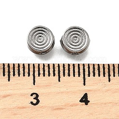 304ステンレススチールビーズ  ボルテックスでフラットラウンド  変色防止  ステンレス鋼色  6x3mm  穴：1.2mm&nbsp;STAS-V009-13B-P
