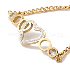 304 Stainless Steel Micro Pave Cubic Zirconia Link Bracelet for Women&nbsp;BJEW-C070-03A-G