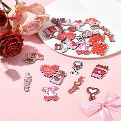 24種類のプリント木製ペンダント12個  バレンタインデースタイル  混合図形  37~51.5x15~35x2.8~3mm  穴：1.6~2mm  2個/スタイル&nbsp;WOOD-FS0001-37