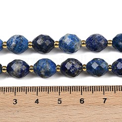 天然石ラピスラズリビーズ連売り  多面カット  オーバル  シードビーズで  9x10mm  穴：1.2mm  約32個/連  15.75''（40センチメートル）&nbsp;G-N342-149I-06