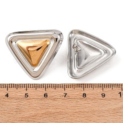 304ステンレススチールスタッドピアス  ツートンカラーの三角形  ゴールデン·ステンレス鋼色  26x31mm&nbsp;EJEW-D340-01GP
