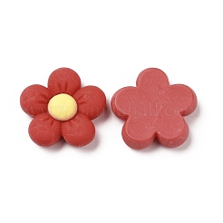 オペーク樹脂カボション  ファイヤーブリック  花柄  20.5x20x5.8mm&nbsp;LS-RESI-I037-05A