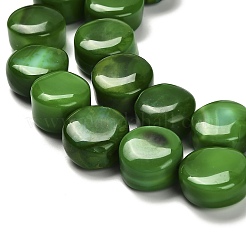 染め加工天然石瑪瑙ビーズ連売り  フラットラウンド  濃い緑  14~18x9~12.5mm  穴：1.6mm  約22個/連  14.17~14.57''（36~37センチメートル）&nbsp;G-G203-05