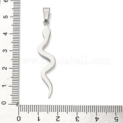 304ステンレスペンダント  スネークチャーム  変色防止  ステンレス鋼色  44.5x8.5x2mm  穴：7x3mm&nbsp;STAS-Z126-08P