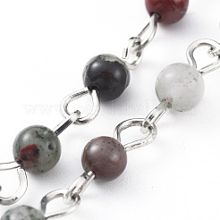 手作りの宝石ビーズのチェーン  溶接されていない  アイアンアイピン  プラチナ  12x4mm  39.37インチ（1m）/連&nbsp;AJEW-JB00512