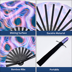 1Pc Luminous Bomboo & Cloth Fans&nbsp;AJEW-SP0003-78C