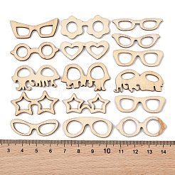 未完成の木製の切り抜き  眼鏡  DIYクラフト用品  バリーウッド  8.5~18.5x33.5~36.5x2.5mm  約50個/袋&nbsp;WD-CBACC5B-23