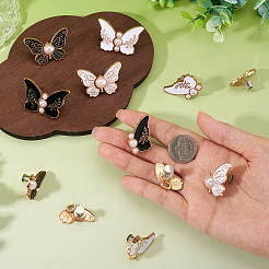 8Pcs 4 Styles Butterfly Shape Alloy Enamel Adjustable Jean Button Pins&nbsp;FIND-TA0009-11