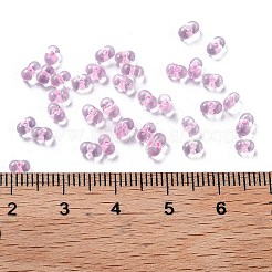 蓄光ガラスシードビーズ  暗闇で光る  ピーナッツ  パールピンク  2.5x4x2mm  穴：0.8mm  約250個/10g&nbsp;X1-SEED-A033-07N