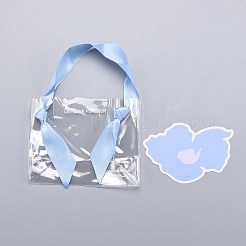 塩ビビニール袋  シルクハンドル付き  ギフトバッグパーティーの記念品  ライトスカイブルー  19x13.5cm  10セット/袋&nbsp;ABAG-I004-A02