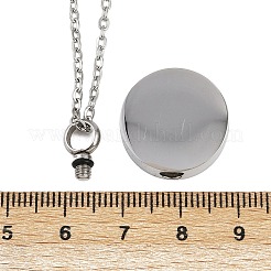 304 Stainless Steel Flat Round Pendant Pet Urn Ashes Necklaces&nbsp;NJEW-S455-01P