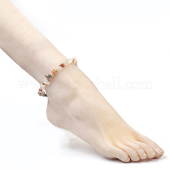 Natural Rutilated Quartz Chip Beads Anklets&nbsp;AJEW-AN00229-01
