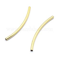 真鍮製チューブビーズ  カーブ  鉛フリー＆カドミウムフリー＆ニッケルフリー  チューブ  生（メッキなし）  35x2mm  穴：1.5mm&nbsp;KK-A143-35C-C-RS